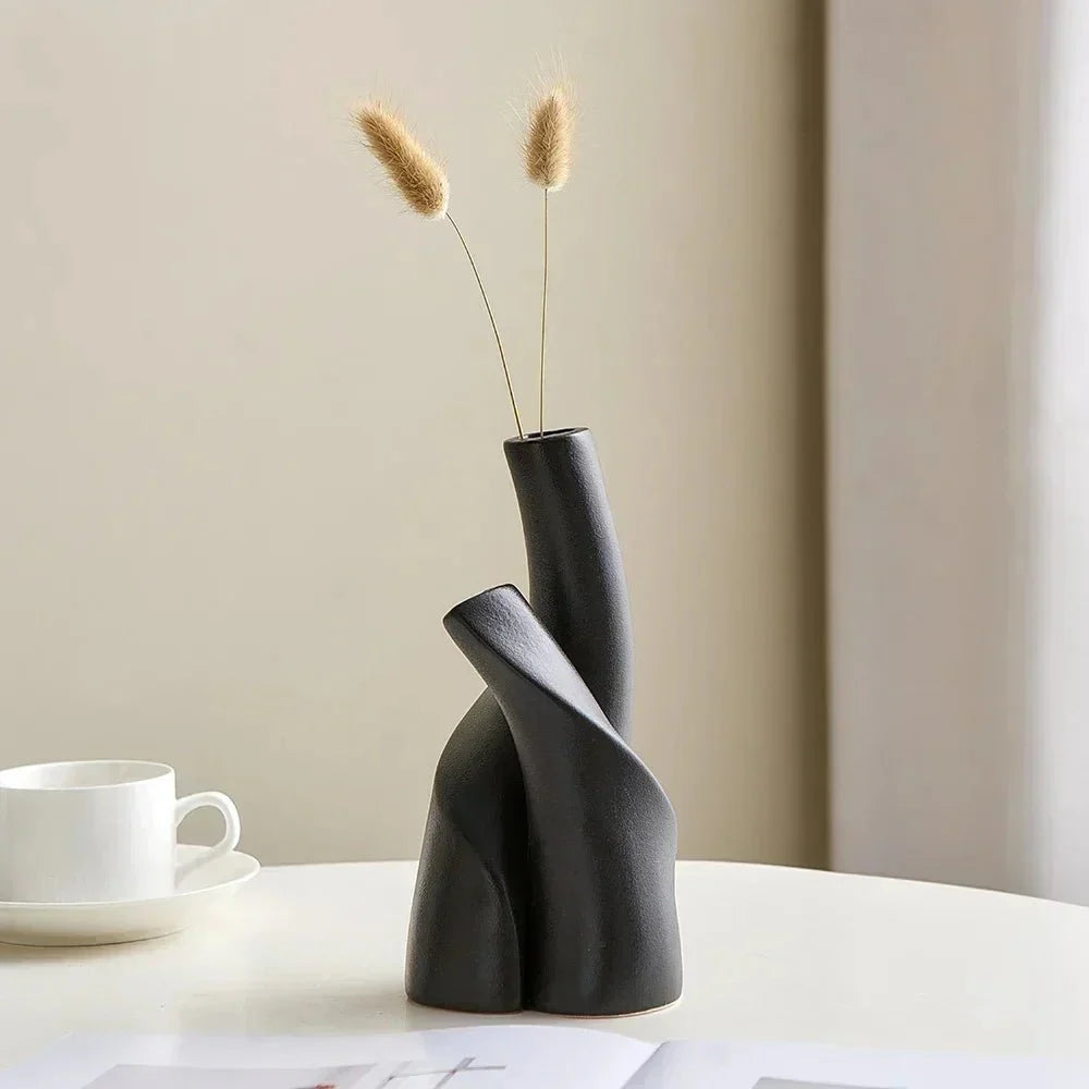 INTERVASE™ Ceramic Vase – Matte Porcelain Decor for Dried Flowers - 