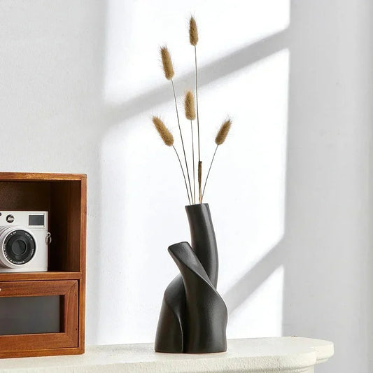 INTERVASE™ Ceramic Vase – Matte Porcelain Decor for Dried Flowers - 