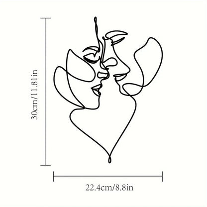 KISS ME™ Wire Wall Sculpture – Abstract Romantic Face Line Art - 