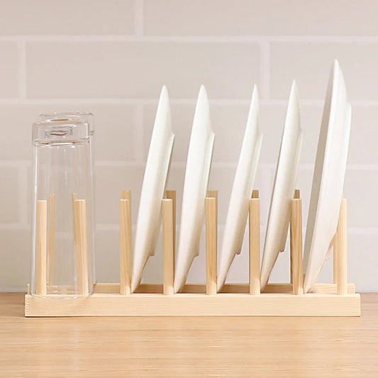 LIGNUX™ Wooden Dish Rack – Minimalist Eco - Friendly Plate Organizer | AURÈA HOME - 