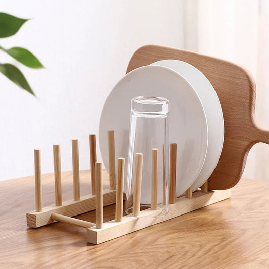 LIGNUX™ Wooden Dish Rack – Minimalist Eco - Friendly Plate Organizer | AURÈA HOME - 