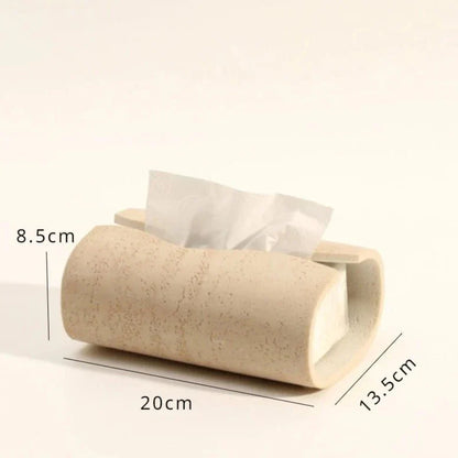 Stone effect bathroom organizer with a tissue holder, featuring a natural sandstone texture.