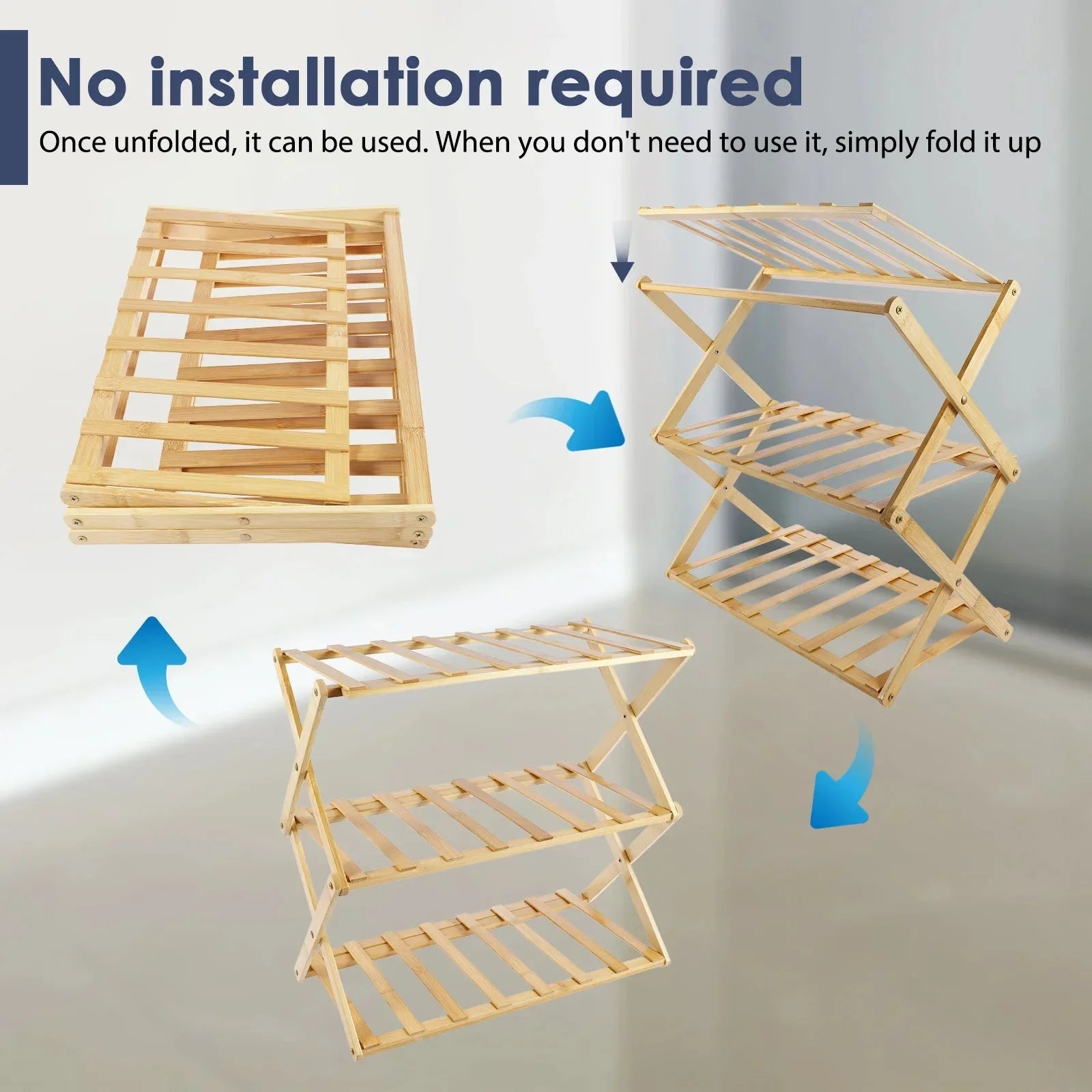 LUROS™ Shoe Rack – 2 - Tier Bamboo Shelf for Entryway or Closet - 