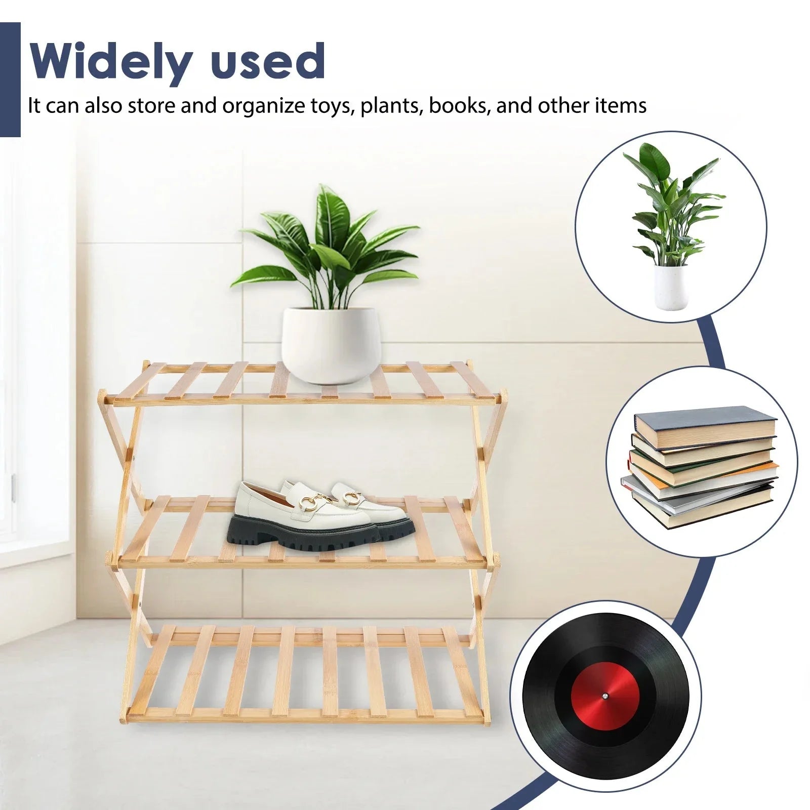 LUROS™ Shoe Rack – 2 - Tier Bamboo Shelf for Entryway or Closet - 