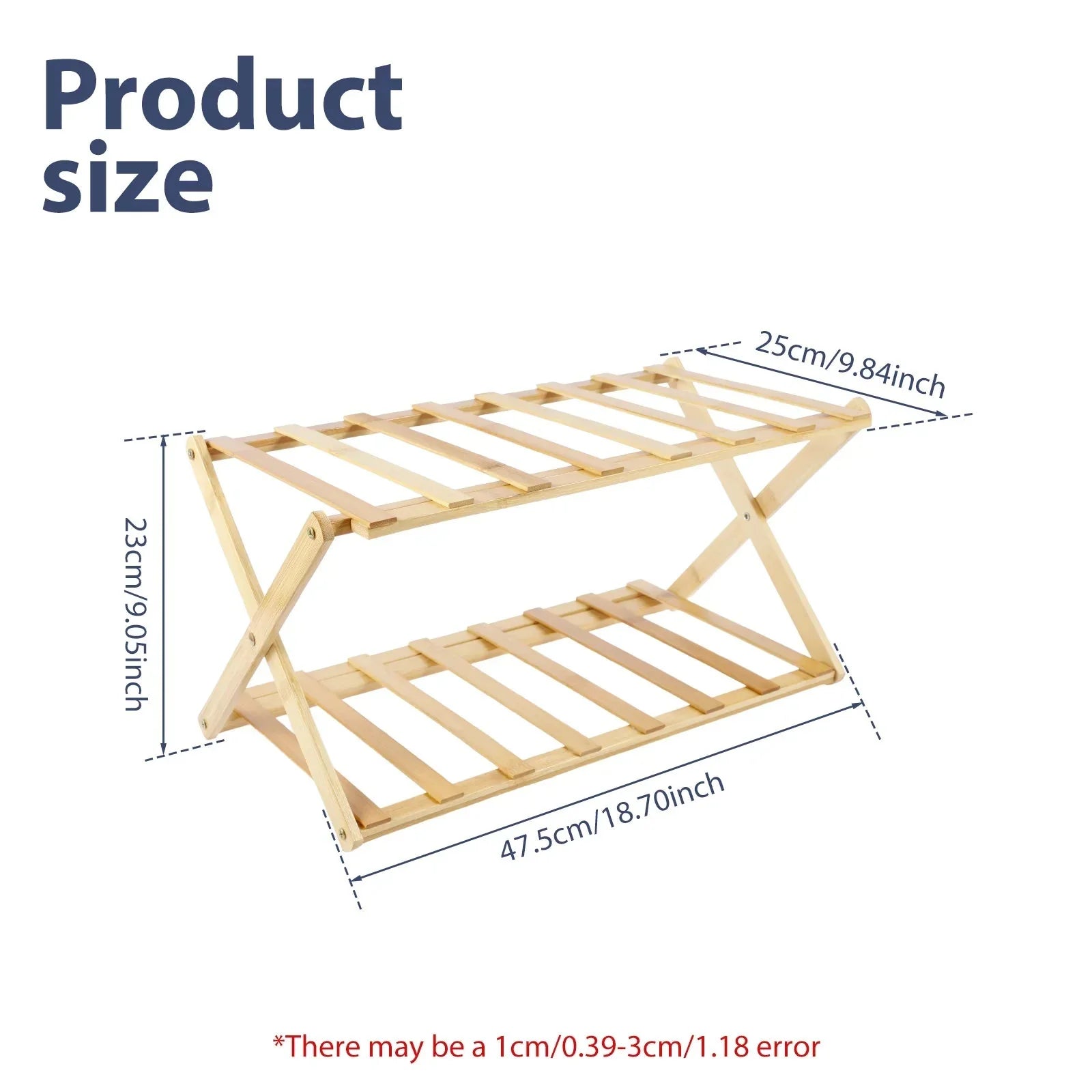 LUROS™ Shoe Rack – 2 - Tier Bamboo Shelf for Entryway or Closet - 