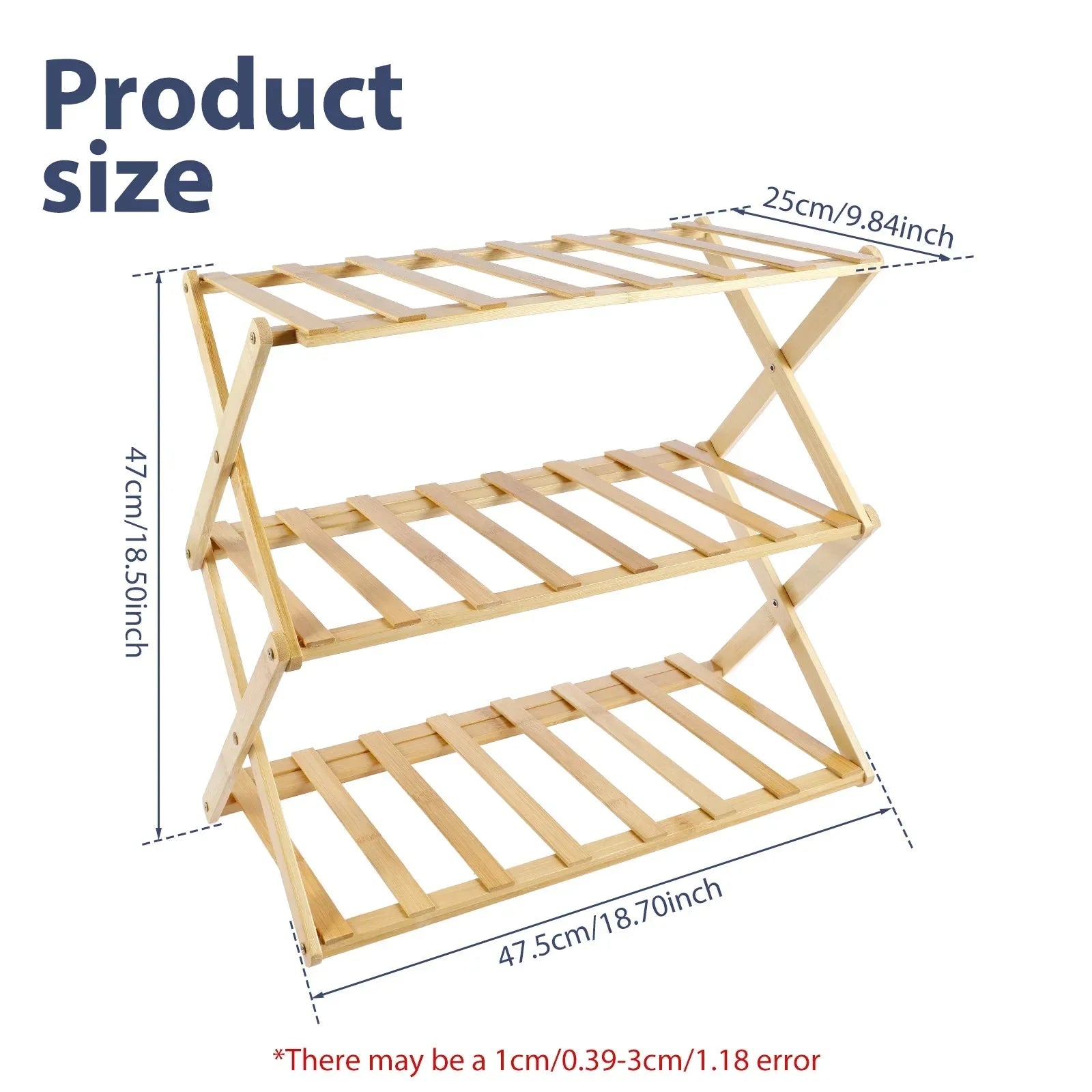 LUROS™ Shoe Rack – 2 - Tier Bamboo Shelf for Entryway or Closet - 