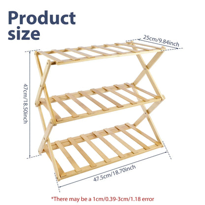 LUROS™ Shoe Rack – 2 - Tier Bamboo Shelf for Entryway or Closet - 