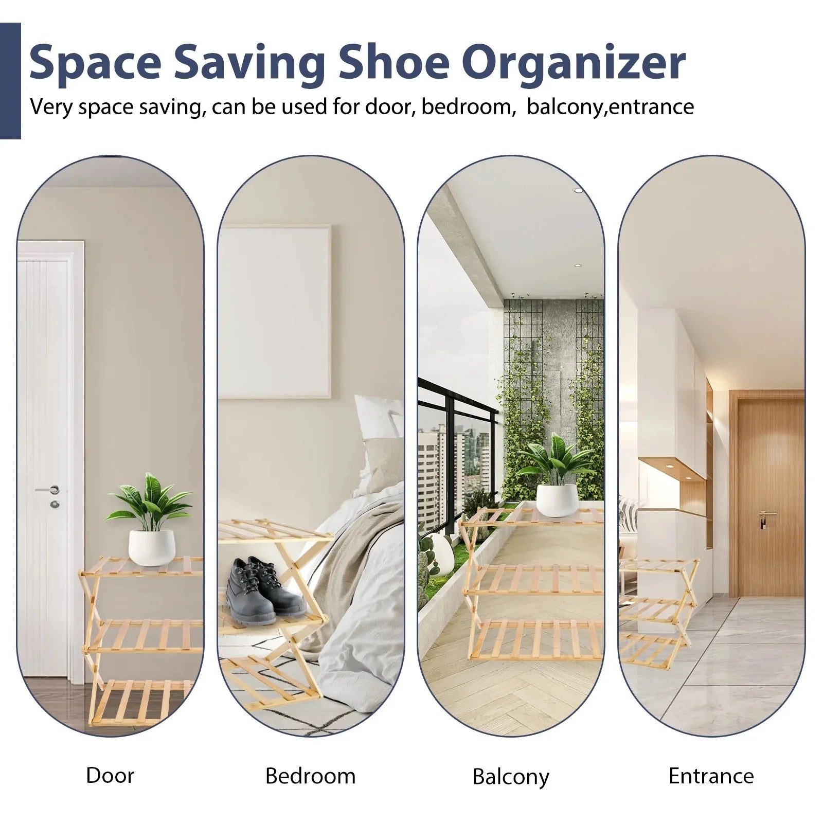 LUROS™ Shoe Rack – 2 - Tier Bamboo Shelf for Entryway or Closet - 
