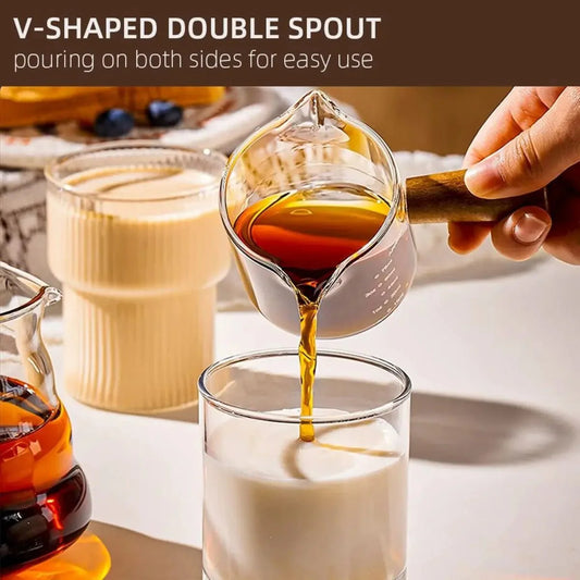 MEASTROT™ Measuring Cup – Glass Double Spout with Wood Handle - 