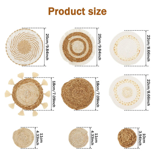 MINISOL™ Boho Coaster Set – Woven Cotton Table Decor (6 Pcs) - 