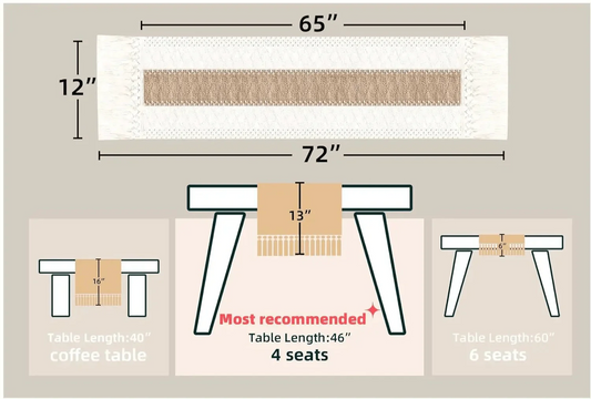MOC™ Boho Table Runner – Woven Fringe Decor for Dining Table - 