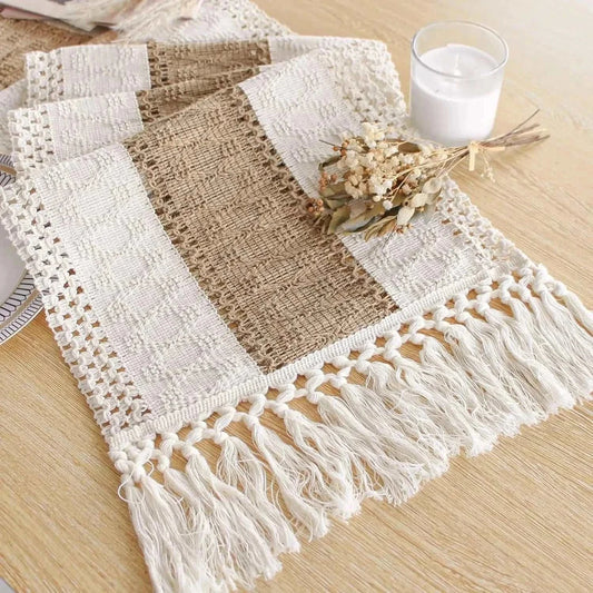 MOC™ Boho Table Runner – Woven Fringe Decor for Dining Table - 