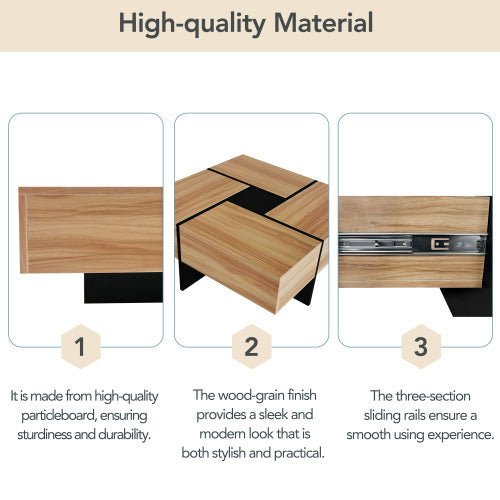 Modern coffee table MODULO™ – Wood & metal geometric storage design - table