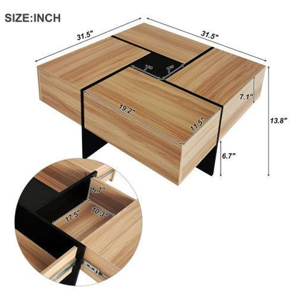 Modern coffee table MODULO™ – Wood & metal geometric storage design - table