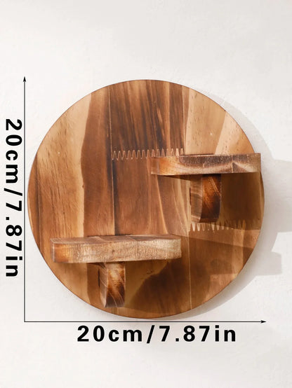 Oval wooden wall shelf set from MOONALUNA™ measuring 20cm/7.87in, featuring natural wood grain.