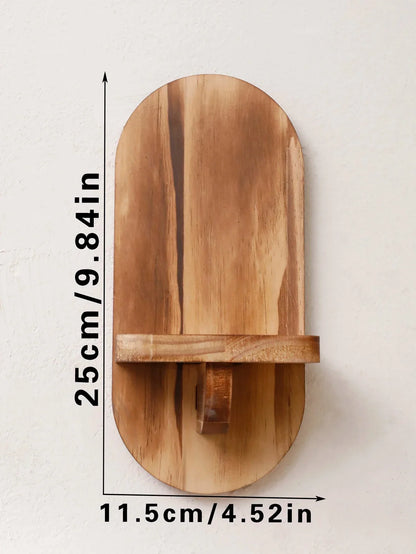 MOONALUNA™ oval floating wall shelf in natural wood.