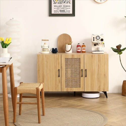 Natural sideboard INTRECCIO™ – Rattan 3 - door cabinet for kitchen or living room - sideboard