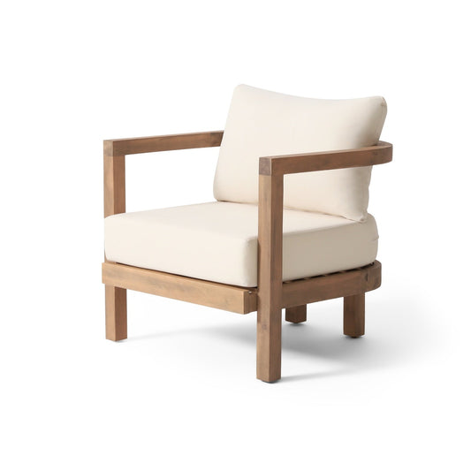 Outdoor Acacia Wood Patio Club Chair, Patio Furniture,Waterproof Thick Cushion Deep Seating For Porc - 