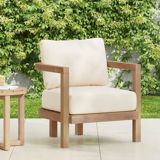 Outdoor Acacia Wood Patio Club Chair, Patio Furniture,Waterproof Thick Cushion Deep Seating For Porc - 