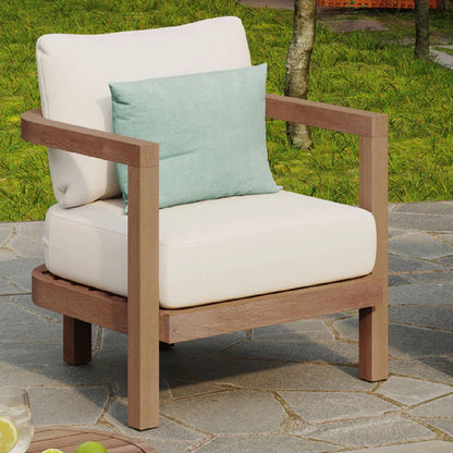 Outdoor Acacia Wood Patio Club Chair, Patio Furniture,Waterproof Thick Cushion Deep Seating For Porc - 