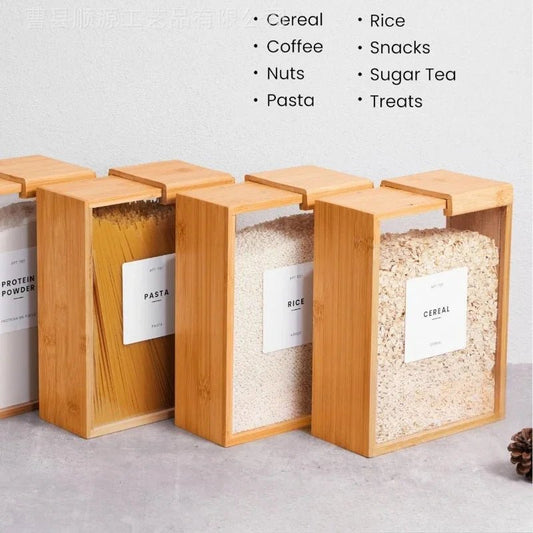 PANORAMA™ Food Dispenser 2L – Airtight Bamboo Kitchen Container - 