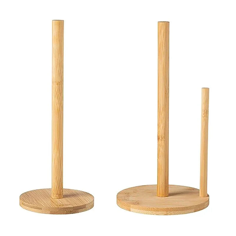 PAPRO™ Bamboo Paper Towel Holder – Non - Slip Kitchen Stand - 