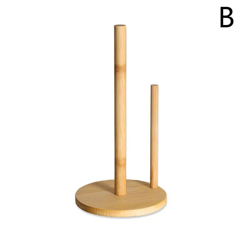 PAPRO™ Bamboo Paper Towel Holder – Non - Slip Kitchen Stand - 