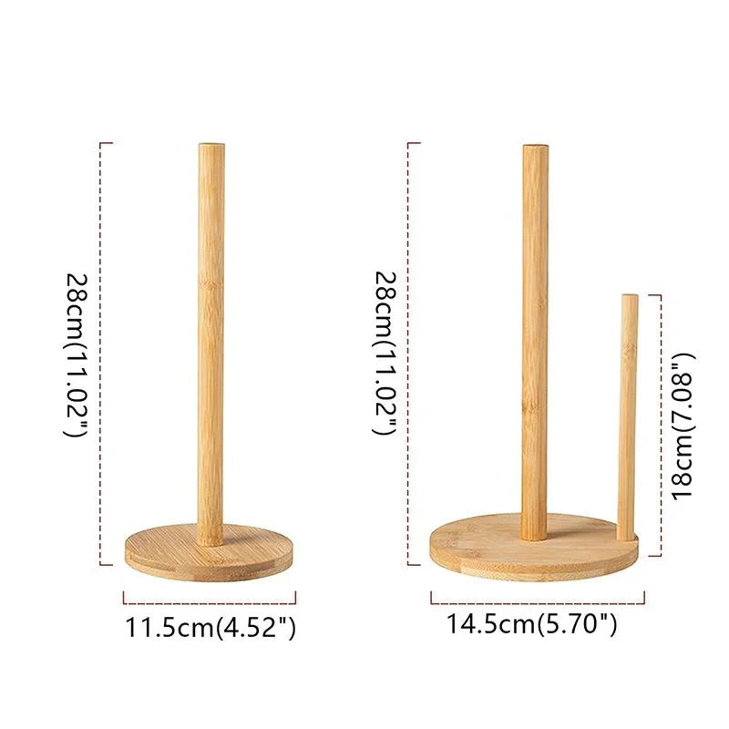 PAPRO™ Bamboo Paper Towel Holder – Non - Slip Kitchen Stand - 
