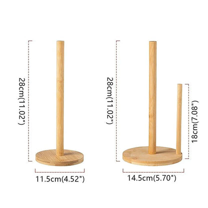 PAPRO™ Bamboo Paper Towel Holder – Non - Slip Kitchen Stand - 