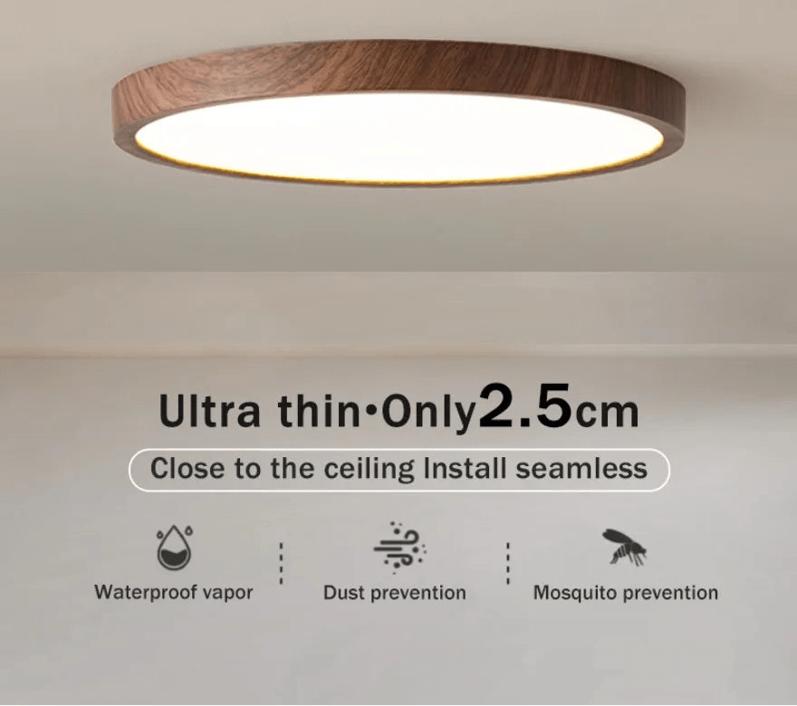 PARAKS™ Ultra•Thin LED Ceiling Light – Wood Finish - 