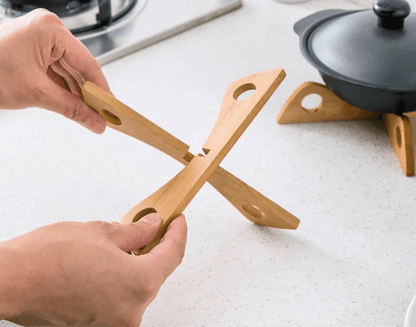 PENTOL - UP™ X3 Trivets – Bamboo Foldable Set for Pots & Pans - 