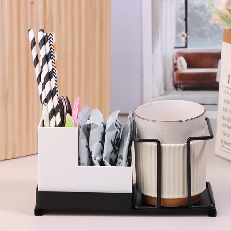 PITOU™ Coffee Organizer – Minimal Caddy for Cups & Condiments - 