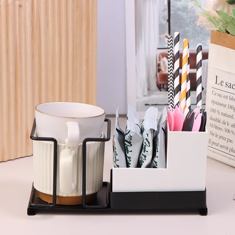 PITOU™ Coffee Organizer – Minimal Caddy for Cups & Condiments - 