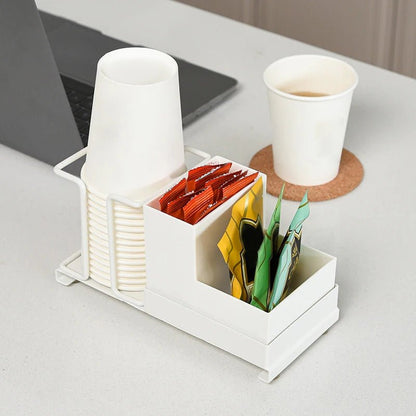 PITOU™ Coffee Organizer – Minimal Caddy for Cups & Condiments - 