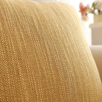 Natural linen throw pillow cover with subtle weave texture, soft and earthy beige tone, designed for sofas and chairs.