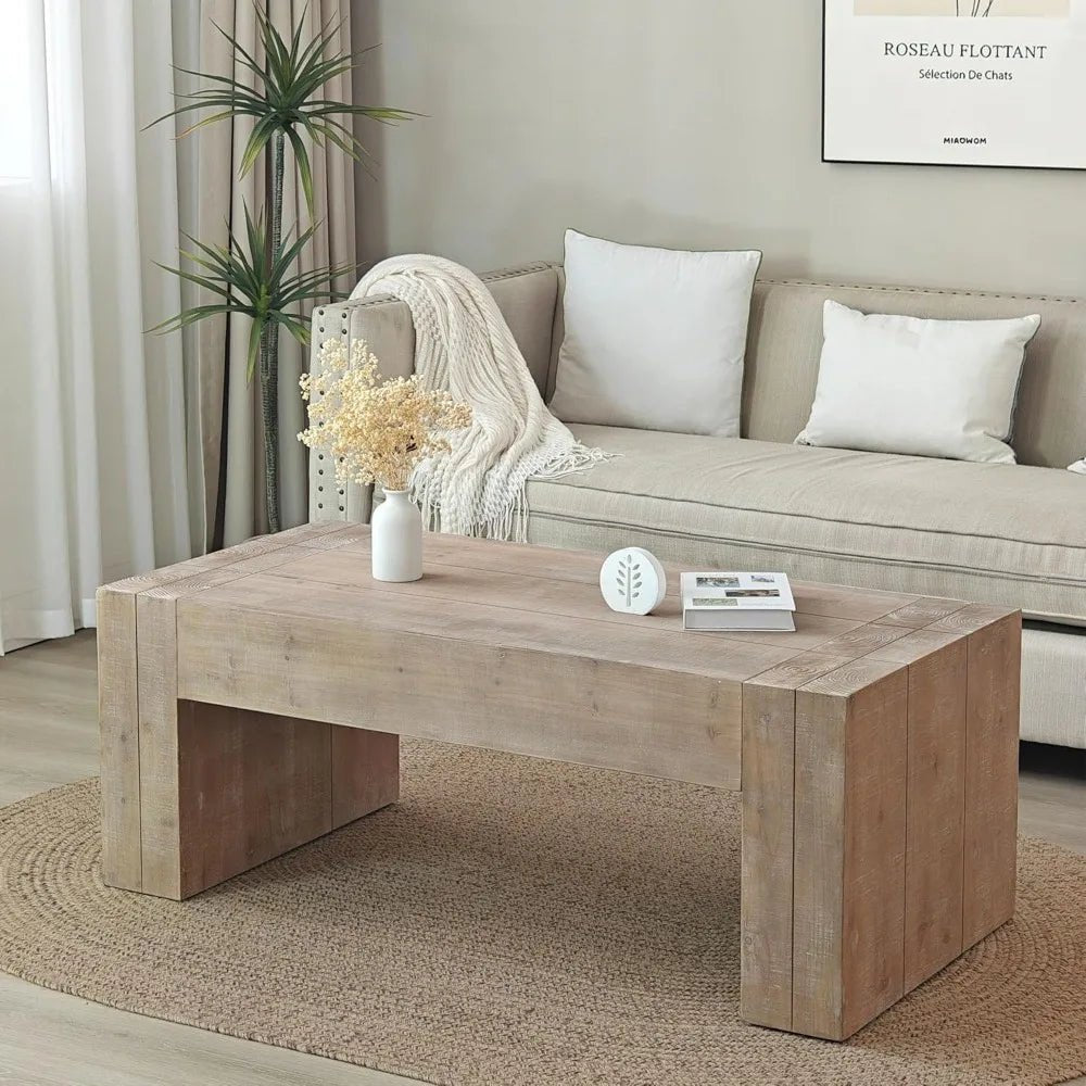 Rectangular coffee table RIGA™ – Natural wood with clean lines - 