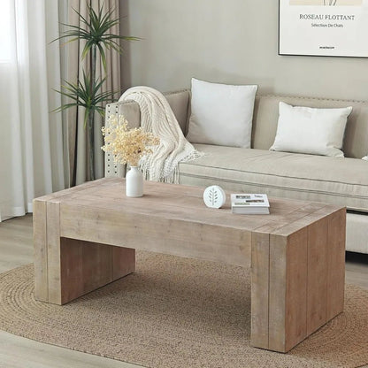 Rectangular coffee table RIGA™ – Natural wood with clean lines - 