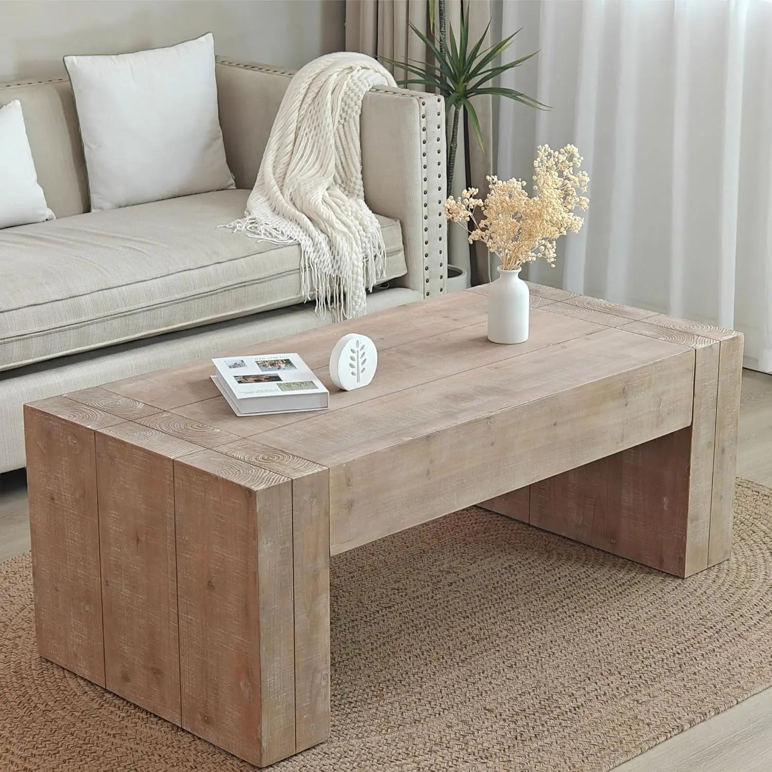 Rectangular coffee table RIGA™ – Natural wood with clean lines - 