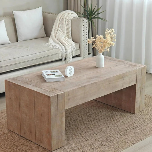 Rectangular coffee table RIGA™ – Natural wood with clean lines - 