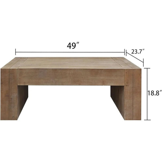 Rectangular coffee table RIGA™ – Natural wood with clean lines - 