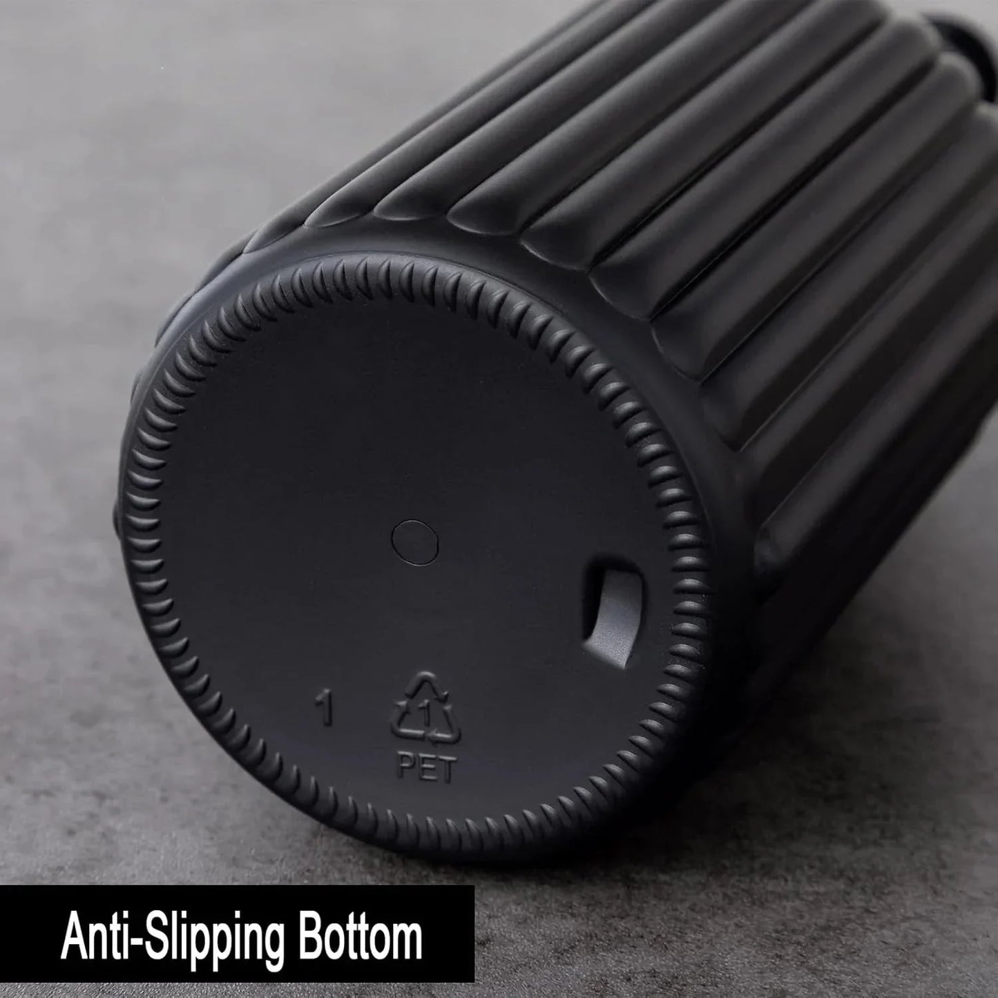 RIGO™ Bathroom Dispenser with anti-slipping ribbed bottom in matte black.