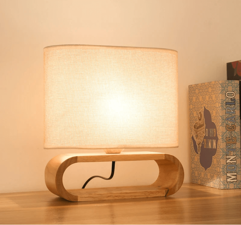 ROI™ Wooden Table Lamp – Soft Fabric Shade & Modern Base - 