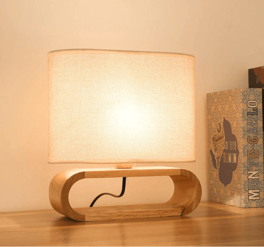 ROI™ Wooden Table Lamp – Soft Fabric Shade & Modern Base - 
