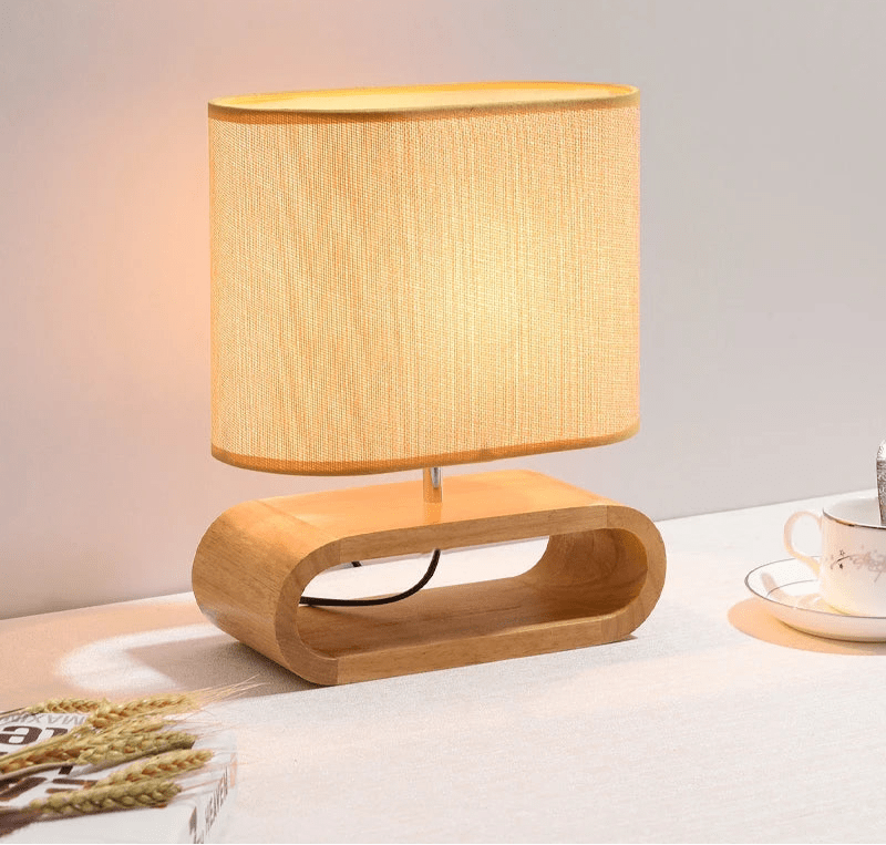 ROI™ Wooden Table Lamp – Soft Fabric Shade & Modern Base - 