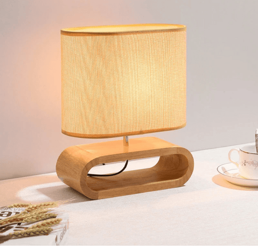 ROI™ Wooden Table Lamp – Soft Fabric Shade & Modern Base - 