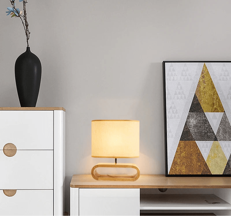 ROI™ Wooden Table Lamp – Soft Fabric Shade & Modern Base - 