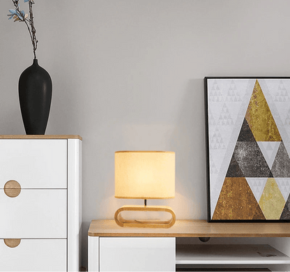 ROI™ Wooden Table Lamp – Soft Fabric Shade & Modern Base - 