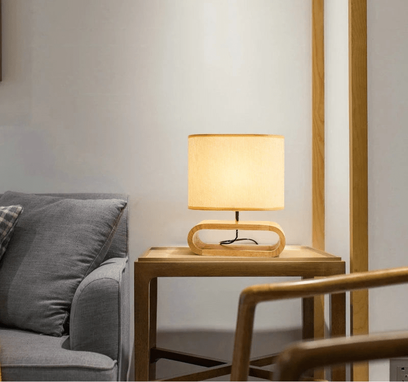 ROI™ Wooden Table Lamp – Soft Fabric Shade & Modern Base - 