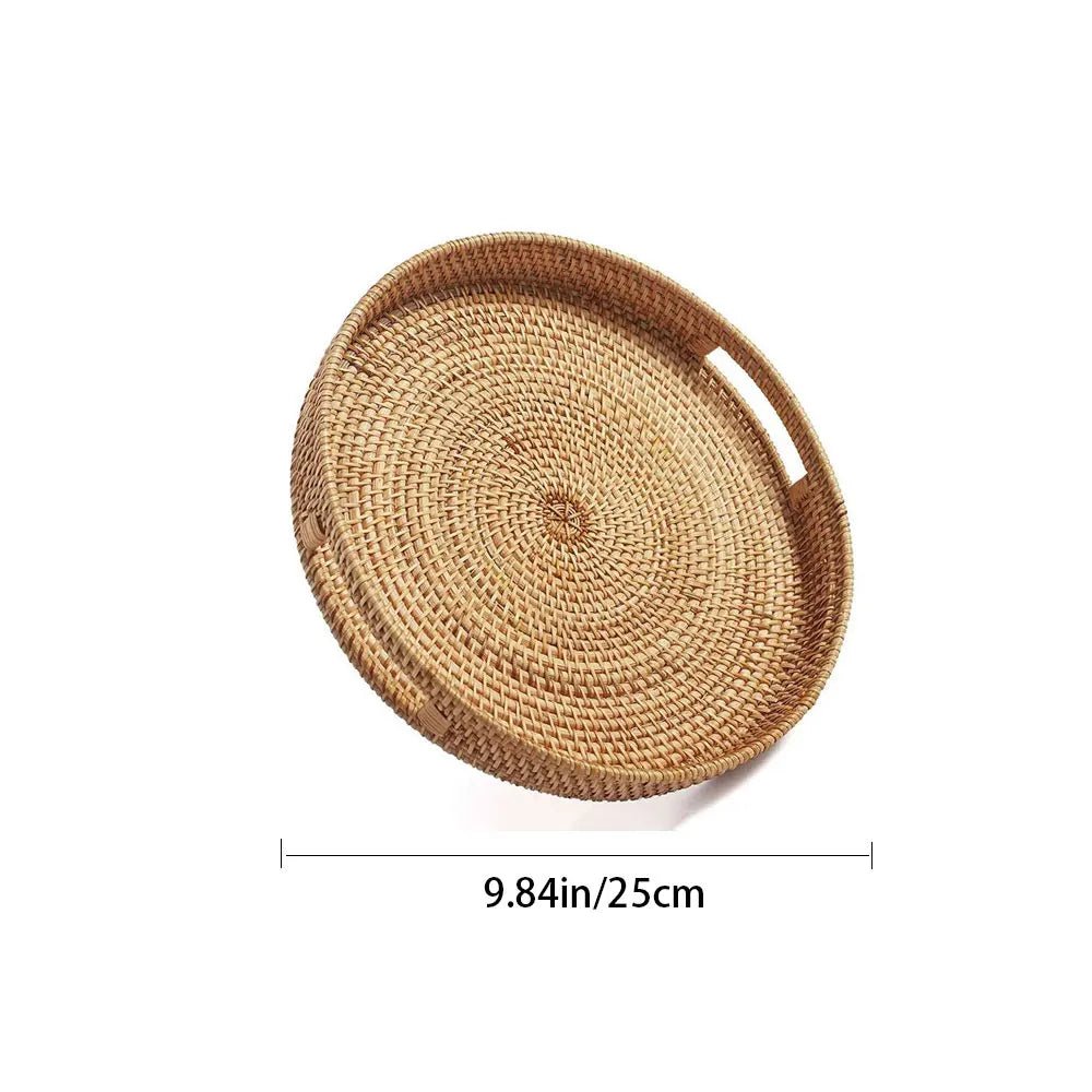 RONIN™ Serving Tray – Round Handwoven Rattan Tray for Decor Use - 
