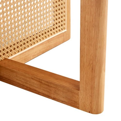 Round coffee table TRAMA™ – Wood and faux rattan natural design - coffe table